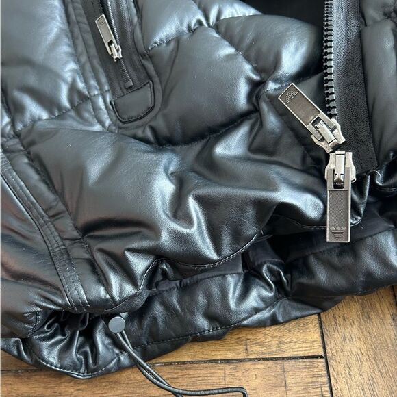 Emporio Armani Jeans Womens Black Hooded Duck Down Puffer Coat Jacket Size Large - Picture 8 of 16